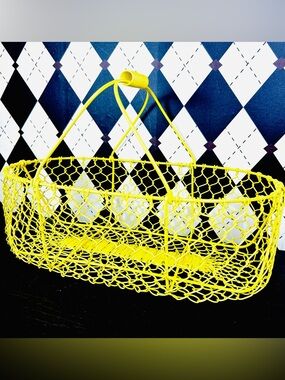 Large 17” Yellow Wire Basket Farmhouse Produce Storage Retro Cottage Lemon
